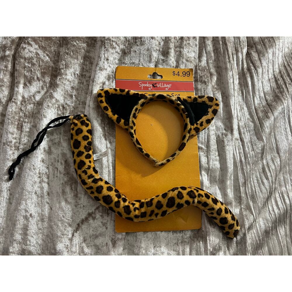 Spooky Village Leopard Accessory Set Headband and Tail Costume